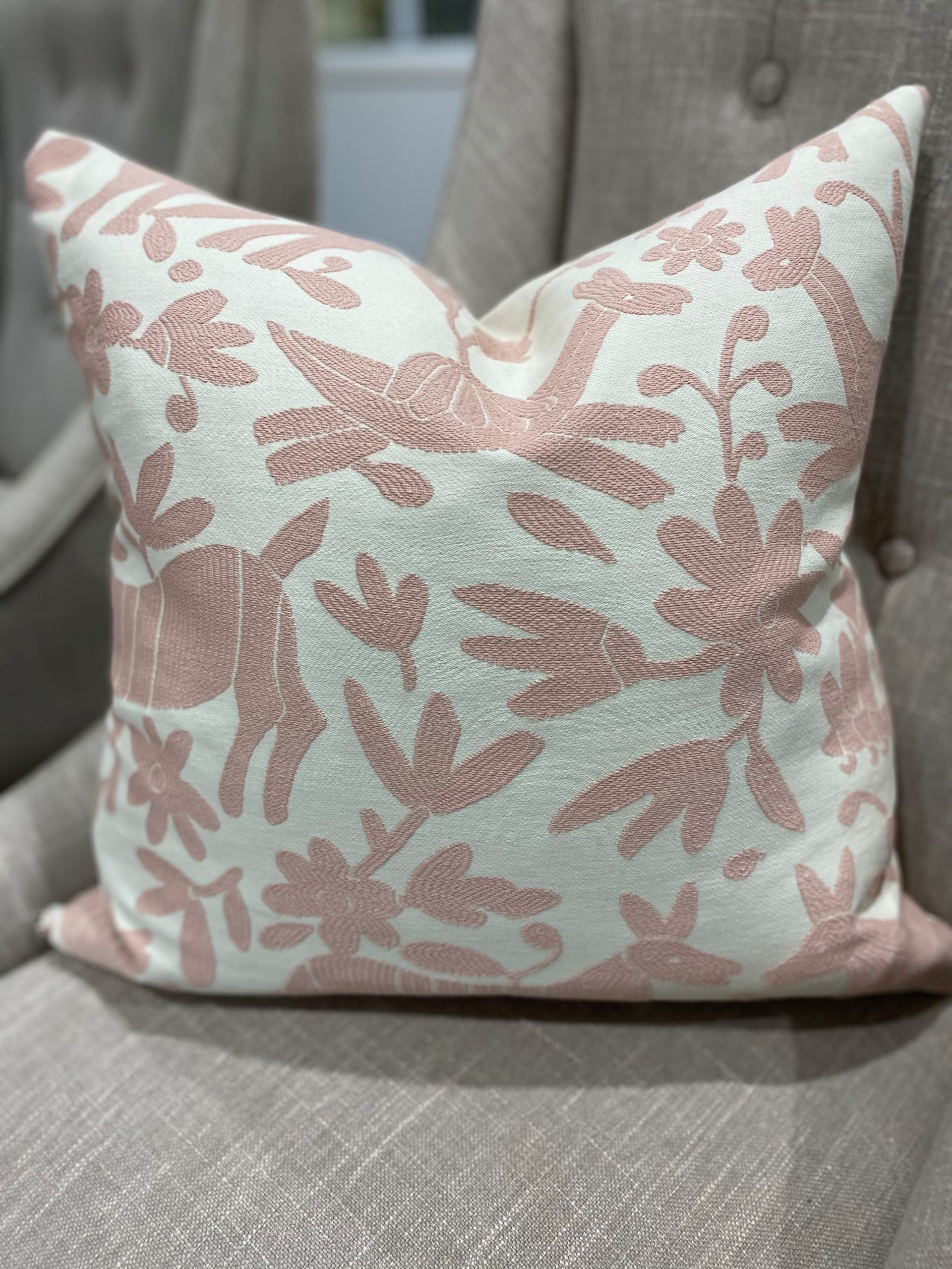 Blush Embroidered Cushion